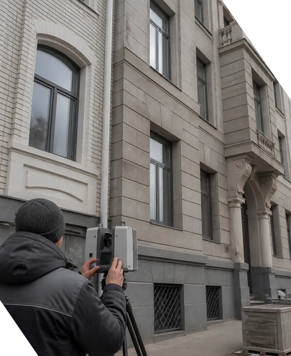 Лазерное сканирование фасадов зданий для обследования в Карабулаке